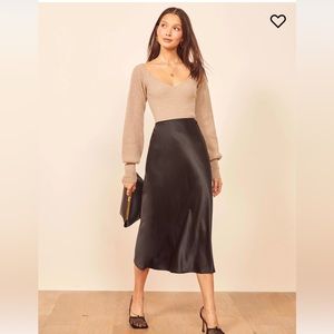 Reformation Black Silk Skirt - Size 4